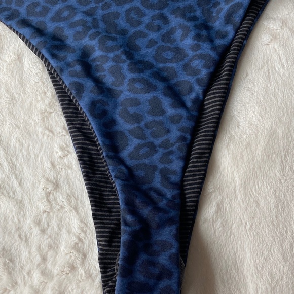 New! Acacia Mateo bikini bottom leopard animal print blue Amur 19790 - Picture 9 of 13